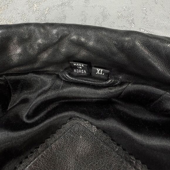 Vintage 1980s Andrew Marc Black Leather Bomber Jacket Men's XL - Picture 5 of 6